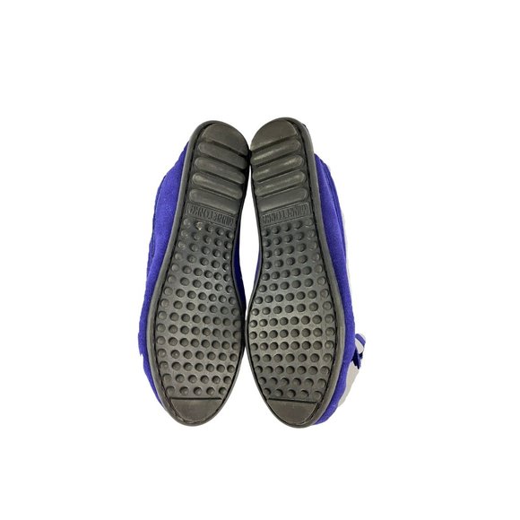 Minnetonka Blue Suede Kilty Moccasins - Picture 8 of 10